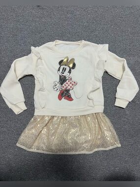 Disney Cream Minnie Mouse Sweatshirt dress 5T